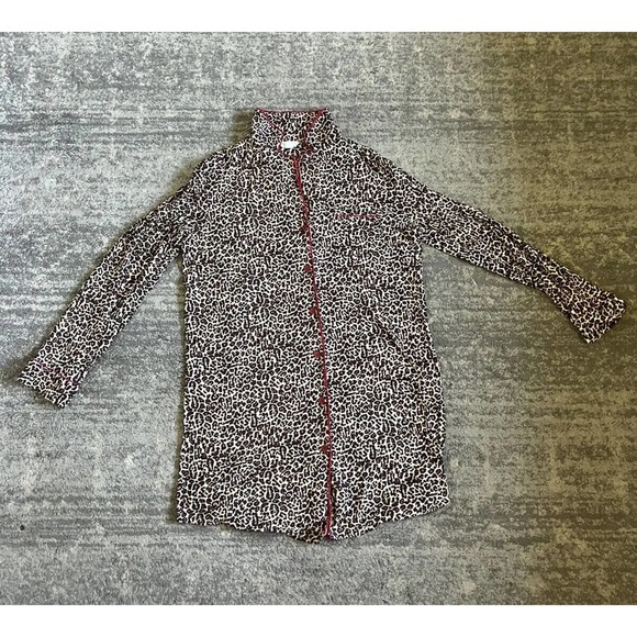 Women’s Charter Club Pajama Top Leopard Print Size M Q8 - Picture 1 of 7